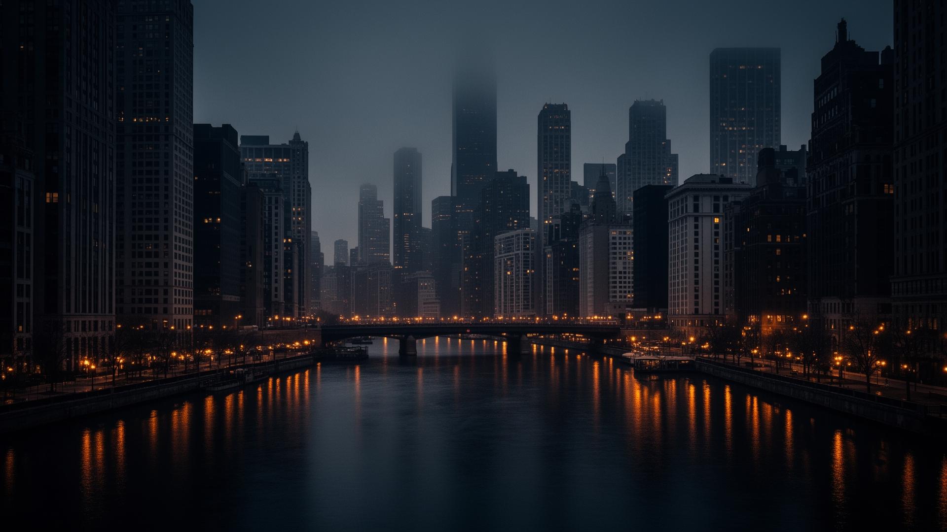 Chicago skyline at twilight